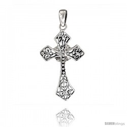 Sterling Silver Filigree Coptic Cross Pendant, 1.4 in long