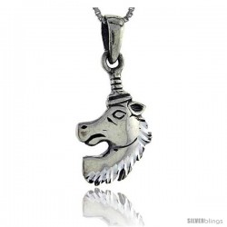 Sterling Silver Unicorn Pendant, 1 1/4 in tall -Style Pa90