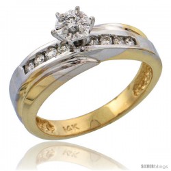 14k Gold Diamond Engagement Ring w/ Rhodium Accent, w/ 0.20 Carat Brilliant Cut Diamonds, 3/16 in. (5mm) wide