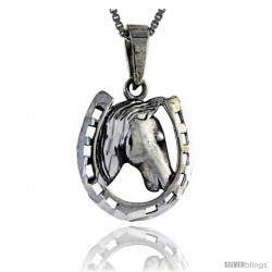 Sterling Silver Horseshoe Pendant, 1 1/8 in tall