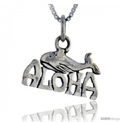 Sterling Silver Aloha Talking Pendant, 1 in wide