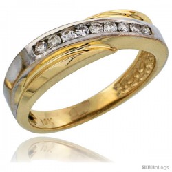 14k Gold Ladies' Diamond Band w/ Rhodium Accent, w/ 0.16 Carat Brilliant Cut Diamonds, 3/16 in. (5mm) wide