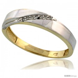 Gold Plated Sterling Silver Mens Diamond Wedding Band, 3/16 in wide -Style Agy115mb