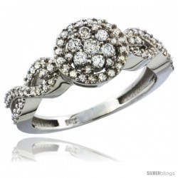 14k White Gold Floral Cluster Diamond Engagement Ring w/ 0.54 Carat Brilliant Cut Diamonds, 3/8 in. (9.5mm) wide