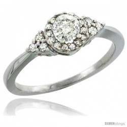 14k White Gold Cluster Diamond Engagement Ring w/ 0.49 Carat Brilliant Cut Diamonds, 5/16 in. (8mm) wide