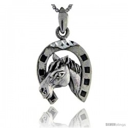 Sterling Silver Horseshoe Pendant, 1 1/8 in tall -Style Pa92