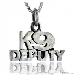 Sterling Silver K9 Deputy Talking Pendant, 1 in wide