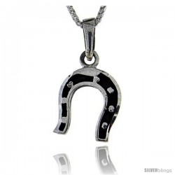 Sterling Silver Horseshoe Pendant, 1 1/8 in (m) tall
