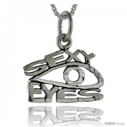 Sterling Silver Sexy Eyes Talking Pendant, 1 in wide