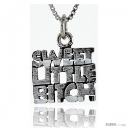 Sterling Silver Sweet Little Bitch Talking Pendant, 15mm wide -Style Pa947