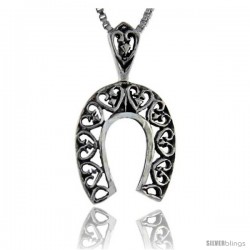 Sterling Silver Filigree Horseshoe Pendant, 7/8 in tall