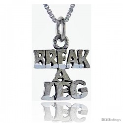 Sterling Silver Break a Leg Talking Pendant, 1 in wide