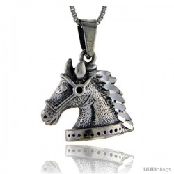 Sterling Silver Horse Head Pendant, 3/4 in tall -Style Pa97