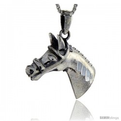 Sterling Silver Horse Head Pendant, 1 1/4 in tall