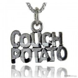 Sterling Silver Couch Potato Talking Pendant, 1 in wide