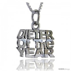 Sterling Silver Dieter of the Year Talking Pendant, 1 in wide