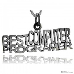 Sterling Silver Best Computer Programmer Talking Pendant, 1 in wide