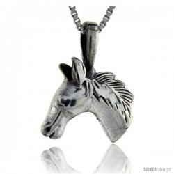 Sterling Silver Horse Head Pendant, 7/8 in tall