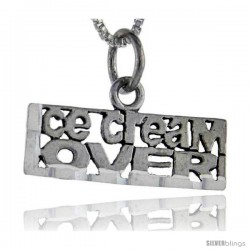 Sterling Silver Ice Cream Lover Talking Pendant, 1 in wide