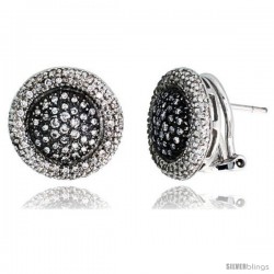 14k White Gold Round French Clip Earrings, w/ 0.80 Carat Brilliant Cut Diamonds, 1/2" (13mm)