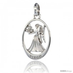 Sterling Silver VIRGO Zodiac Sign Pendant (Aug. 23 - Sept. 22) Flawless Quality, 3/4 in (18 mm) tall