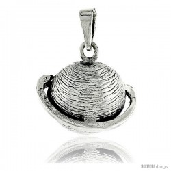 Sterling Silver Planet Saturn Pendant, 3/4 in (12 mm) tall