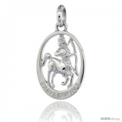 Sterling Silver SAGITTARIUS Zodiac Sign Pendant (Nov. 22 - Dec. 21) Flawless Quality, 3/4 in (18 mm) tall