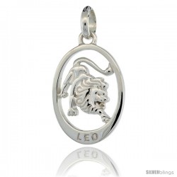 Sterling Silver LEO Zodiac Sign Pendant (Jul. 23 - Aug. 22) Flawless Quality, 3/4 in (18 mm) tall