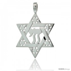 Sterling Silver Chai Star of David 1 1/4 in (31 mm) tall