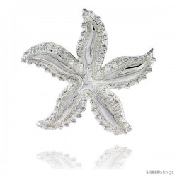 Sterling Silver Starfish Pendant Flawless Quality, 1 5/16 in (33 mm) tall