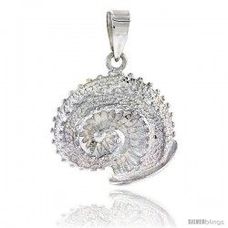 Sterling Silver Sea Snail Pendant Flawless Quality, 3/4 in (20 mm) tall