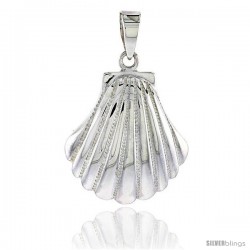 Sterling Silver Scallop Clam Shell Pendant Flawless Quality, 1 in (23 mm) tall