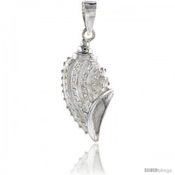 Sterling Silver Conch Seashell Pendant Flawless Quality, 1 in (25 mm) tall