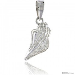 Sterling Silver Conch Seashell Pendant Flawless Quality, 3/4 in (17 mm) tall