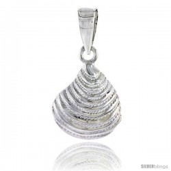 Sterling Silver Clam Shell Pendant Flawless Quality, 1/2 in (14 mm) tall