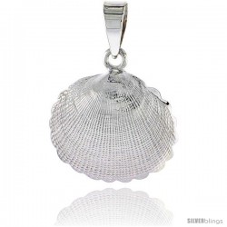 Sterling Silver Clam Shell Pendant Flawless Quality, 3/4 in (17 mm) tall