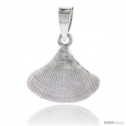 Sterling Silver Clam Shell Pendant Flawless Quality, 1/2 in (14 mm) tall -Style Pap46