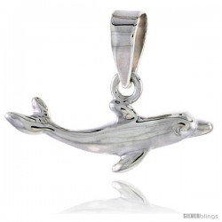 Sterling Silver Dolphin Pendant Flawless Quality, 3/8 in (9 mm) tall