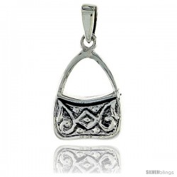 Sterling Silver Purse Pendant, 3/4 in (17 mm) tall
