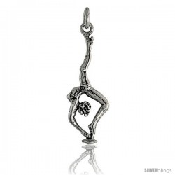 Sterling Silver Gymnast Pendant Flawless Quality, 1 3/16 in (30 mm) tall