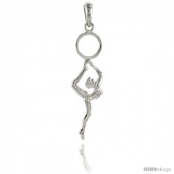 Sterling Silver Gymnast Pendant Flawless Quality, 1 1/2 in (40 mm) tall