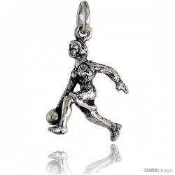 Sterling Silver Bowler Pendant Flawless Quality, 5/8 in (18 mm) tall