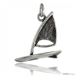 Sterling Silver Windsurf Pendant Flawless Quality, 1 in (24 mm) tall