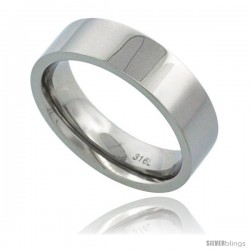 Surgical Steel 6mm Wedding Band Thumb Ring Comfort-Fit High Polish