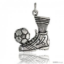 Sterling Silver Soccer Ball & Shoe Pendant Flawless Quality, 7/8 in (22 mm) tall