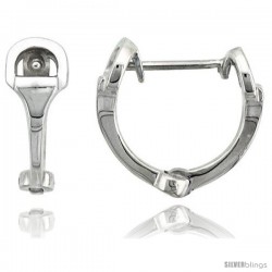 Sterling Silver Dee Ring Snaffle Bits Huggie Earrings, 11/16" (17 mm)