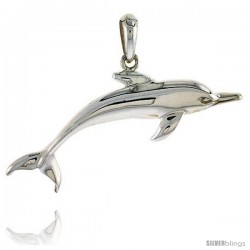 Sterling Silver Bottlenose Dolphin Pendant Flawless Quality, 1 in (25 mm) tall