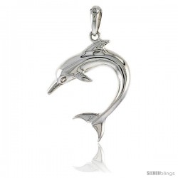 Sterling Silver Bottlenose Dolphin Pendant Flawless Quality, 1 in (25 mm) tall -Style Pap76