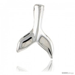 Sterling Silver Whale Tail Pendant Flawless Quality, 1/2 in (14 mm) tall