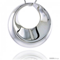 Sterling Silver Round Pendant Flawless Quality, Slide 1 in (25 mm) tall